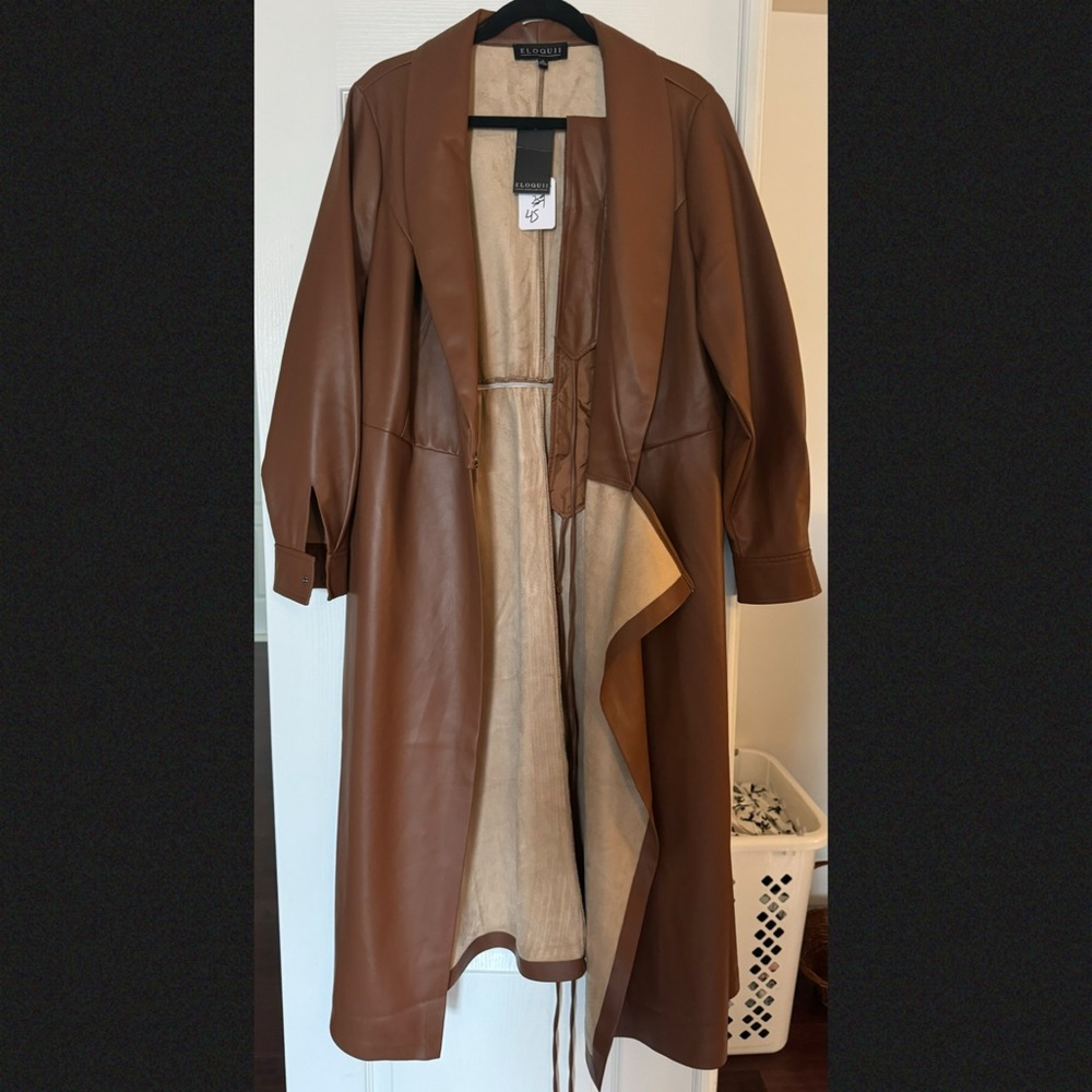 Eloquii Shawl Collar Faux Leather Dress